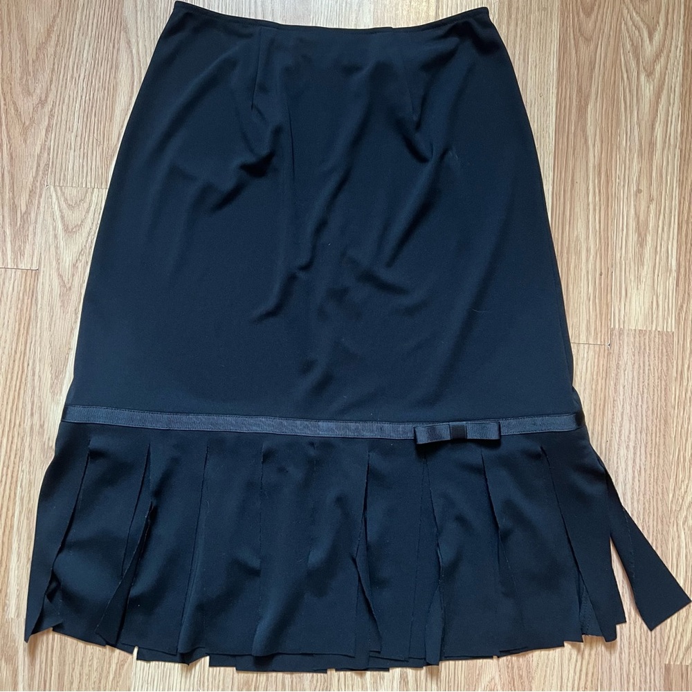 Vintage Cachet Black Fringe Midi Skirt Women’s Size 6 Made In USA Y2K Holiday